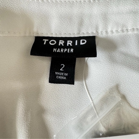 Torrid Harper Georgette Pullover 3/4 Roll Tab Sleeve Tunic Blouse White 2X NWT - Picture 7 of 11